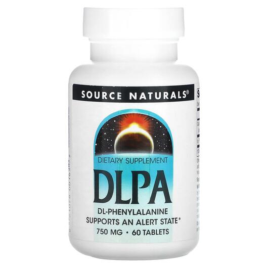Основне фото товара Source Naturals, DLPA 750 mg, L-Фенилаланін, 60 таблеток