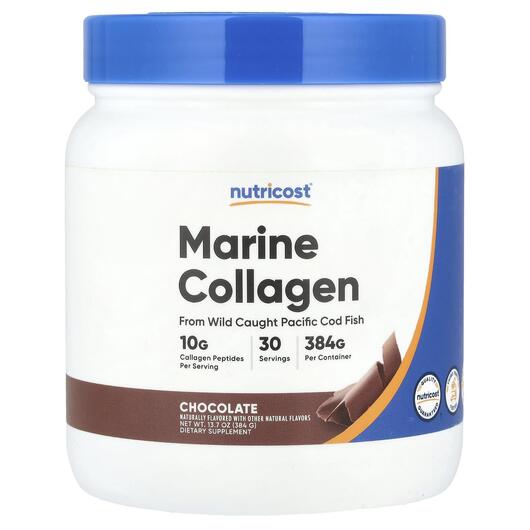 Основне фото товара Nutricost, Marine Collagen Chocolate, Колаген, 384 г
