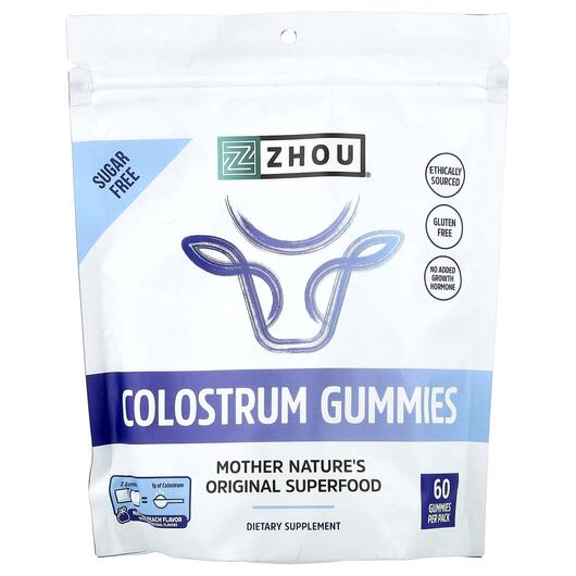 Основне фото товара Colostrum Gummies Natural Peach, Колострум, 60 таблеток