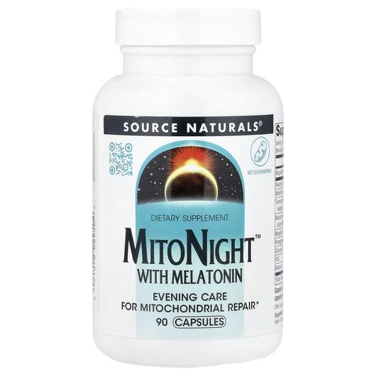 Основне фото товара Source Naturals, MitoNight With Melatonin, Мелатонін, 90 капсул