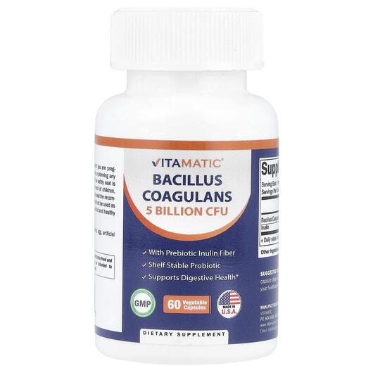 Основне фото товара Bacillus Coagulans 5 Billion CFU, Пробіотики, 60 капсул