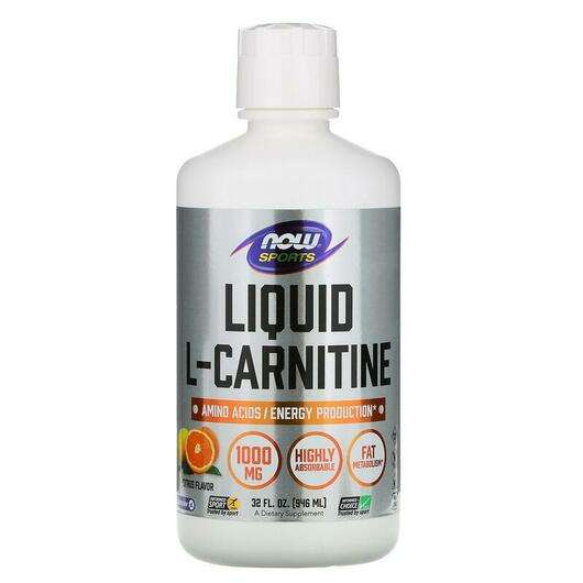 Основне фото товара Now, L-Carnitine Liquid, L-Карнитин рідкий 1000 мг Цитрус, 946 мл