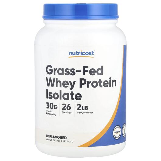 Основное фото товара Nutricost, Протеин Изолят, Grass-Fed Whey Protein Isolate, 907 г