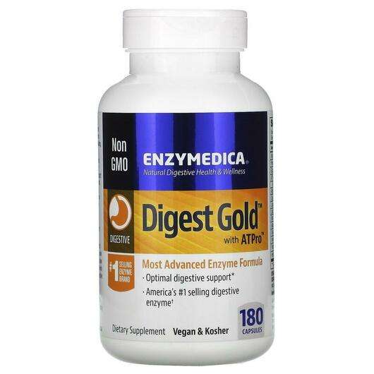 Основне фото товара Enzymedica, Digest Gold with ATPro, Ферменти з ATPro, 180 капсул