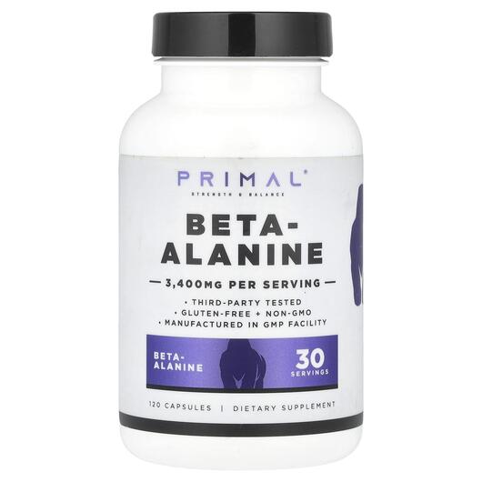 Основне фото товара PrePrimal, Beta-Alanine 3400 mg, Бета-аланін, 120 капсул