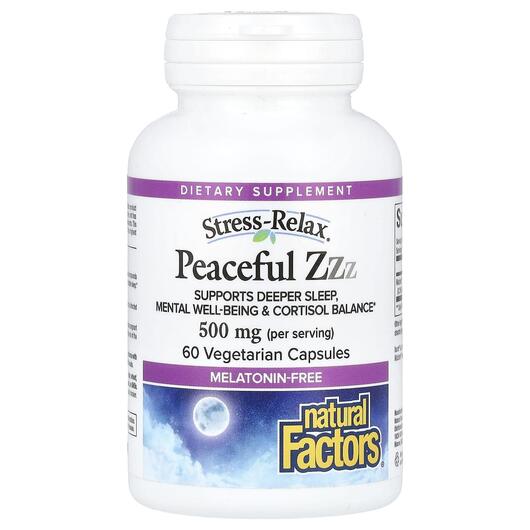 Основне фото товара Stress-Relax Peaceful ZZZ 500 mg, Підтримка стресу, 60 капсул