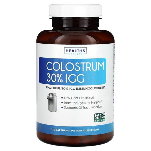 Основное фото товара Healths Harmony, Колострум, Colostrum 30% IGG 1000 mg, 120 капсул