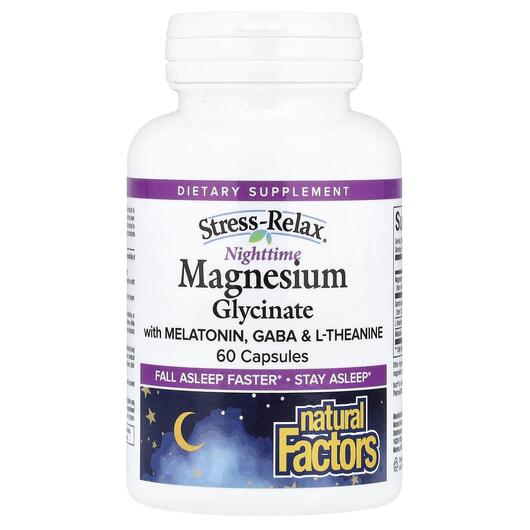 Основне фото товара Stess-Relax Nighttime Magnesium Glycinate With, Мелатонін, 60 кап