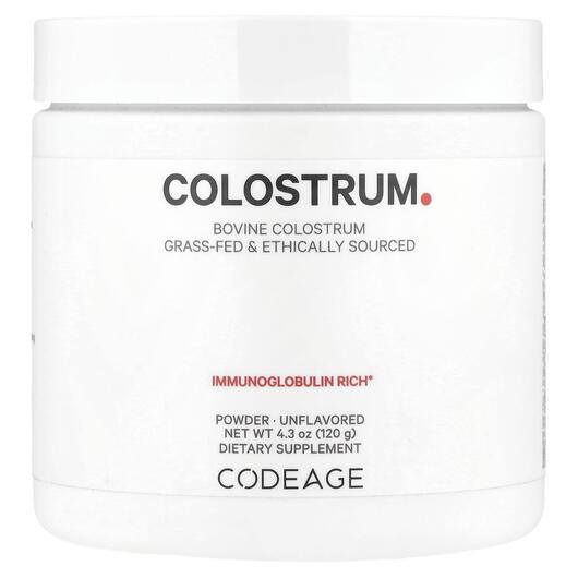 Основне фото товара CodeAge, Colostrum Powder Unflavored, Колострум, 120 г