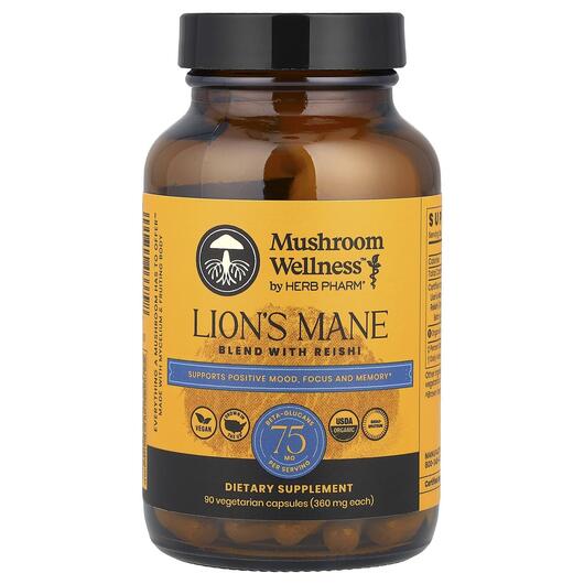 Основне фото товара Mushroom Wellness Lion's Mane Blend, Гриби Левова Грива, 90 