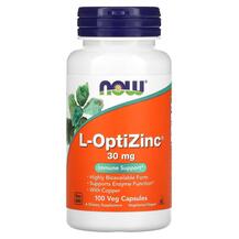 Цинк 30 мг L-OptiZinc 30 mg NOW 100 капсул