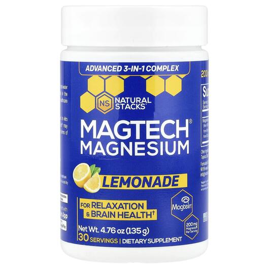 Основне фото товара Natural Stacks, MagTech Magnesium Lemonade, Магній, 135 г