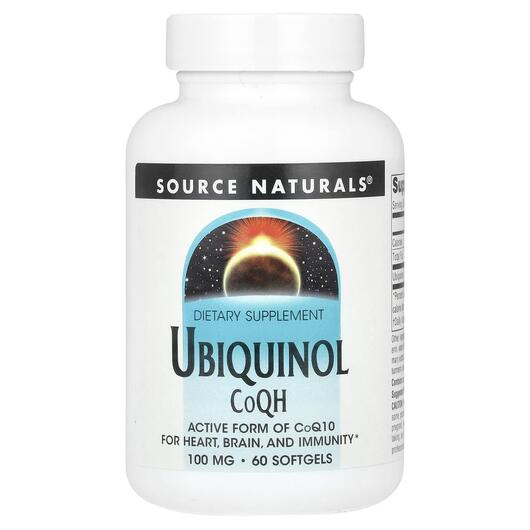 Основне фото товара Source Naturals, Ubiquinol CoQH 100 mg, Убіхінол, 60 капсул