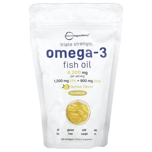 Основне фото товара Micro Ingredients, Triple Strength Omega-3, Омега 3, 120 капсул