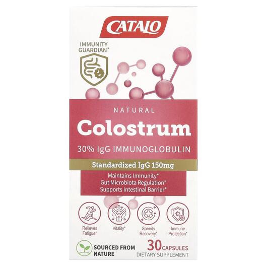 Основне фото товара Natural Colostrum 30% IgG Immunoglobulin, Колострум, 30 капсул