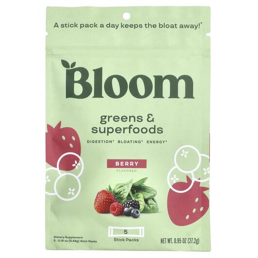 Основное фото товара Bloom, Поддержка пищеварения, Greens & Superfoods Berry, 5 шт