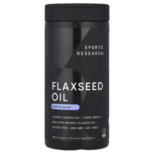 Основне фото товара Sports Research, Flaxseed Oil, Лляна олія, 200 капсул