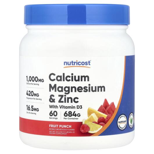 Основное фото товара Кальций, Calcium Magnesium & Zinc with Vitamin D3, 684 г