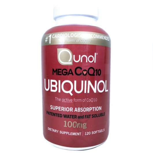 Основне фото товара Qunol, Mega Ubiquinol CoQ10 100 mg, Мега Убіхінол, 120 капсул