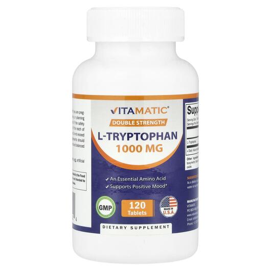 Основне фото товара L-Tryptophan Double Strength 1000 mg, L-Триптофан, 120 таблеток