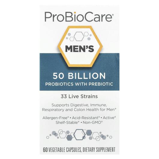 Основне фото товара Men's Probiotics with Prebiotic 50 Billion, Пребіотики, 60 к
