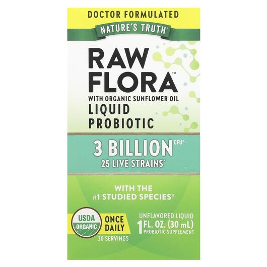 Основне фото товара Raw Flora Liquid Probiotic Unflavored CFU, Пробіотики, 30 мл