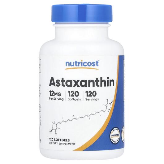 Основное фото товара Nutricost, Астаксантин, Astaxanthin 12 mg, 120 капсул