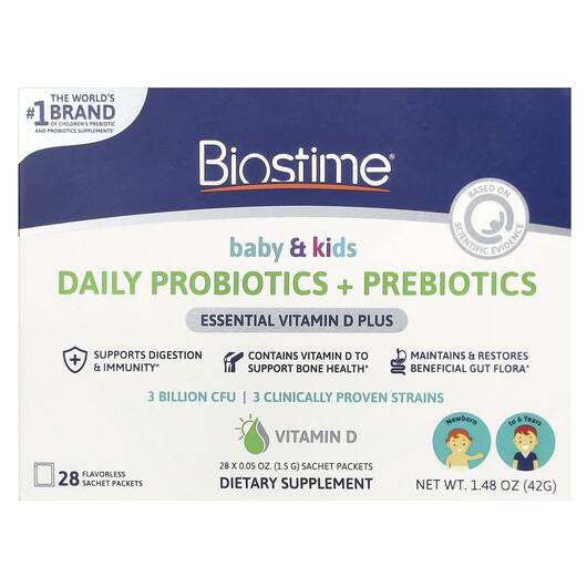 Основне фото товара Daily Probiotics + Prebiotics, Пробіотики для дітей, 28 шт