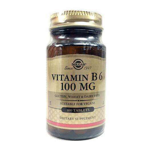 Основне фото товара Solgar, Vitamin B6 100 mg, Вітамін B6 100 мг, 100 таблеток