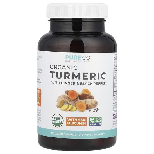 Основное фото товара Organic Turmeric with Ginger &, Экстракт корня куркумы, 120 к