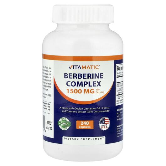 Основне фото товара Vitamatic, Berberine Complex, Берберин, 240 капсул
