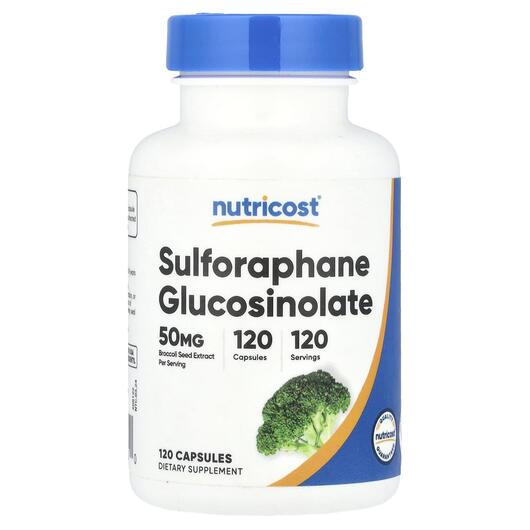Основне фото товара Nutricost, Sulforaphane Glucosinolate 50 mg, Броколі, 120 капсул