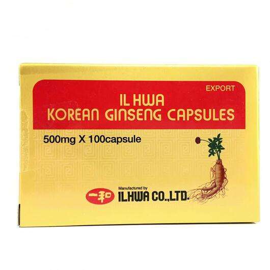 Основне фото товара Ilhwa, Korean Ginseng 500 mg 100, Женьшень звичайний, 100 капсул