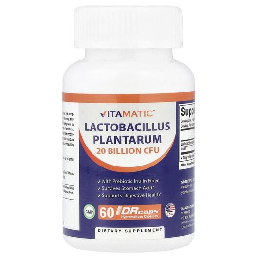 Основное фото товара Лактобактерии, Lactobacillus Plantarum 20 Billion CFU, 60 капсул