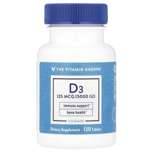 Основне фото товара Vitamin D3 125 mcg 5000 IU, Вітамін D3 Холекальциферол, 120 табле