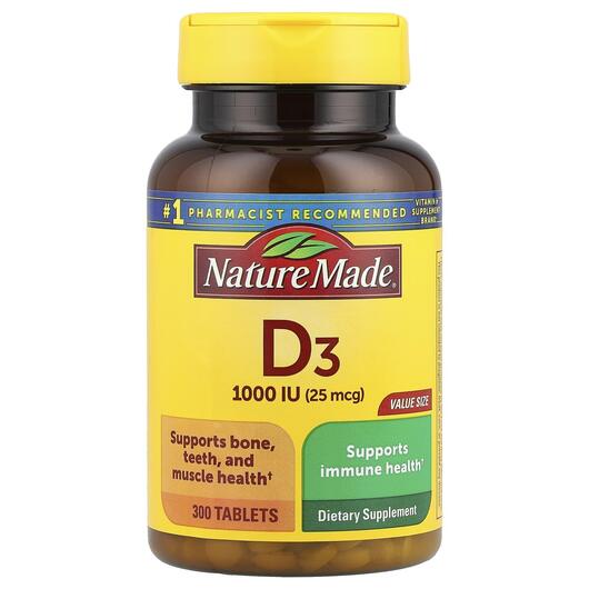 Основное фото товара Nature Made, Витамин D, Vitamin D3, 300 таблеток