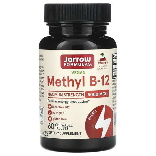 Основне фото товара Jarrow Formulas, Methyl B-12 Lozenges, Метил B-12 Вишня 5000 м...