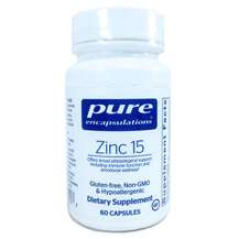 Цинк 15 мг Zinc 15 mg Pure Encapsulations 60 капсул