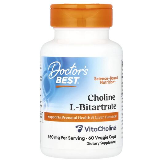 Основное фото товара Витамин B4 Холин, Choline L-Bitartrate 550 mg, 60 капсул
