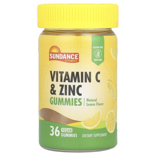 Основне фото товара Vitamin C & Zinc Gummies Natural Lemon, Вітамін C, 36 таблето