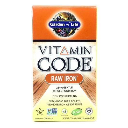 Основне фото товара Garden of Life, Vitamin Code RAW Iron, Залізо, 30 капсул