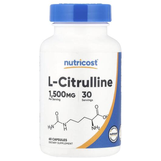 Основне фото товара Nutricost, L-Citrulline 1500 mg, L-Цитрулін, 60 капсул