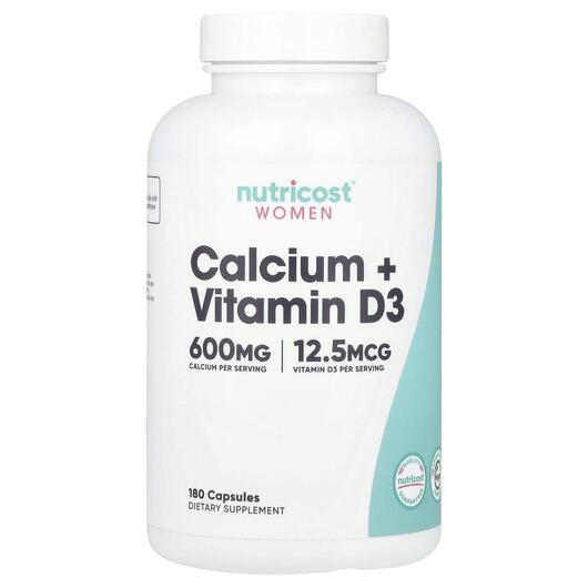 Основное фото товара Nutricost, Кальций, Women Calcium + Vitamin D3, 180 капсул