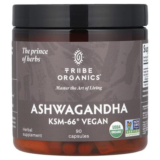 Основне фото товара Tribe Organics, Ashwagandha KSM-66 Vegan, Ашваганда, 90 капсул