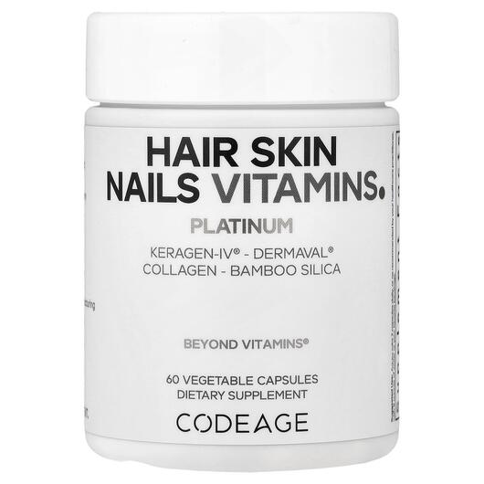 Основне фото товара CodeAge, Hair Skin Nails Vitamins Platinum, Вітаміни, 60 капсул