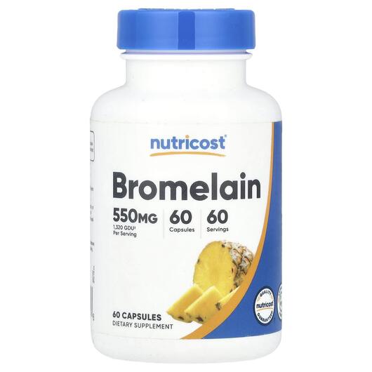 Основне фото товара Nutricost, Bromelain 550 mg, Бромелайн, 60 капсул