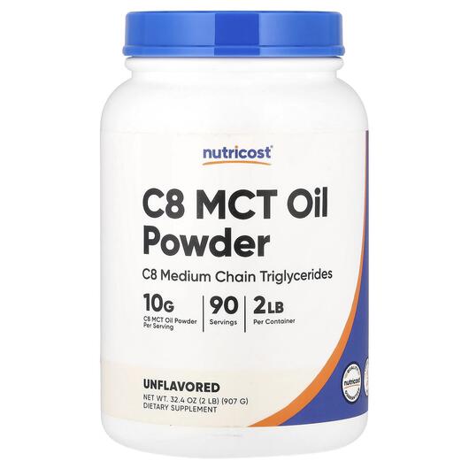 Основне фото товара Nutricost, C8 MCT Oil Powder Unflavored, МСТ Тригліцериди, 907 г