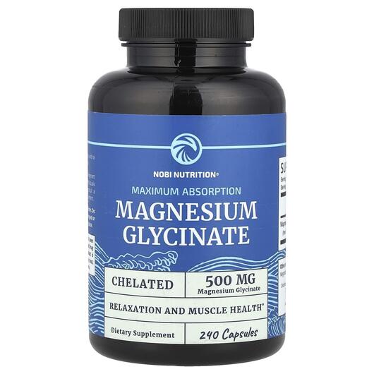 Основне фото товара Nobi Nutrition, Magnesium Glycinate, Гліцинат магнію, 240 капсул