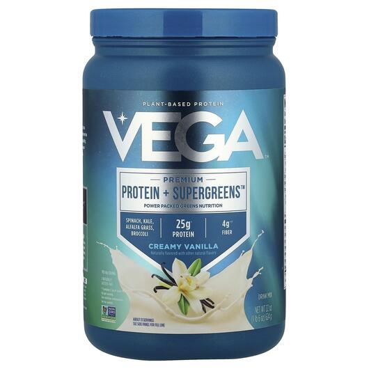 Основне фото товара Premium Protein + Supergreens Creamy Vanilla, Протеїн, 624 г