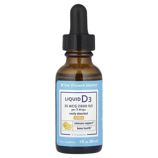 Основне фото товара Liquid Vitamin D3 Citrus 25 mcg, Вітамін D3 Холекальциферол, 30 м